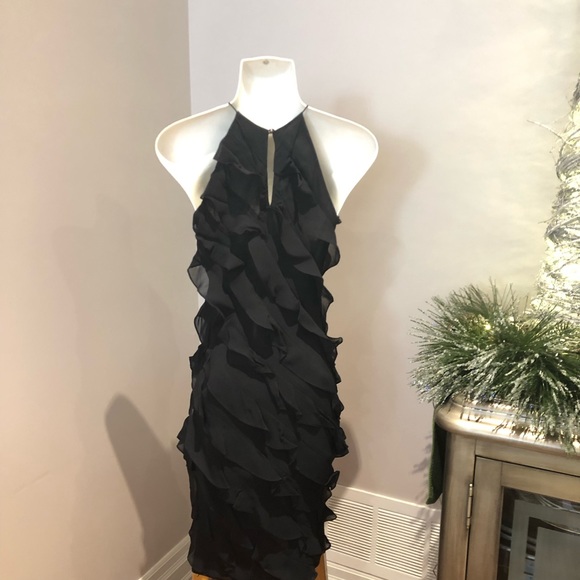 Womens Ralph Lauren black ruffles wavy evening cocktail dress size s - Picture 3 of 4